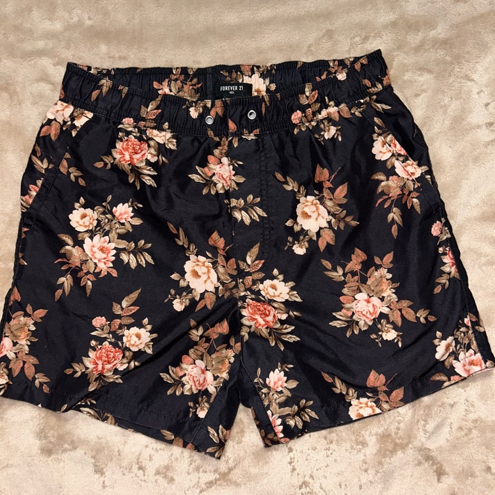 Forever 21 Swim Trunks | Black & Floral | Small